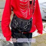 Y2K Rhinestone Skeleton Red Hoodie