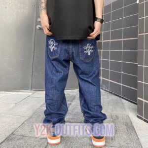 y2k print jeans