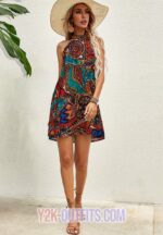 Hawaiian Print Dress Y2K