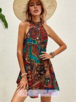 Hawaiian Print Dress Y2K