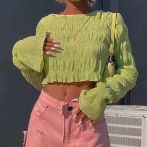 Y2K Green Ruched Top