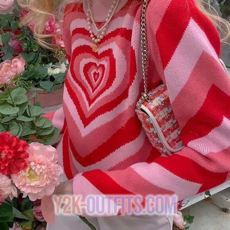 y2k heart sweater
