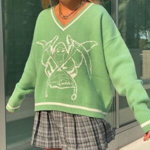 green y2k sweater