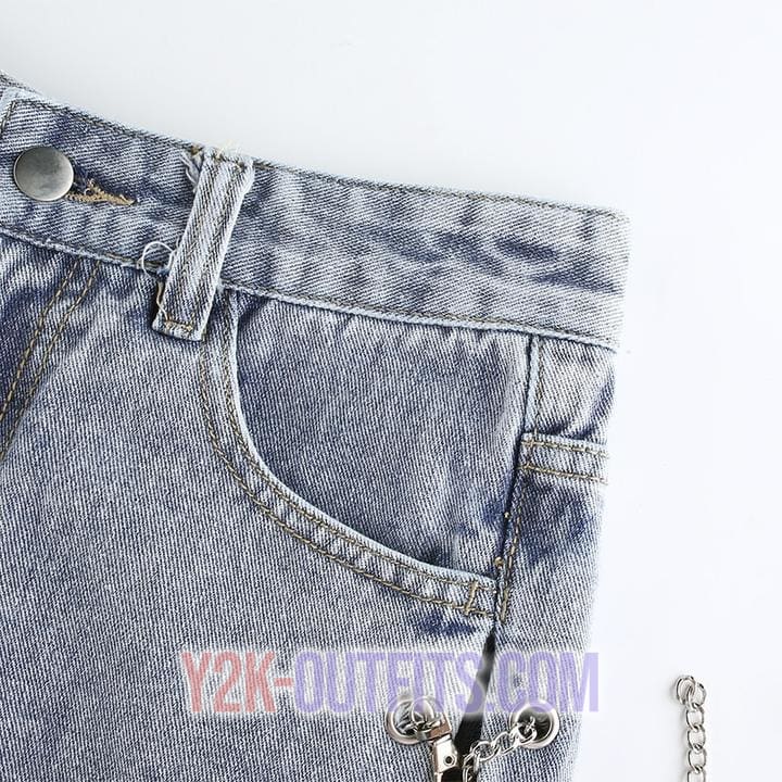 Chain-me-up Hight Waisted Denim Shorts