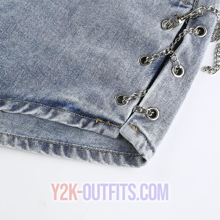 Chain-me-up Hight Waisted Denim Shorts