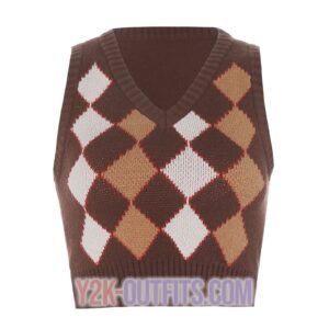 y2k argyle sweatshirt