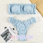 Y2K Sky Blue Bandeau Frills Bikini