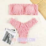 Y2K Pink Bandeau Frills Bikini