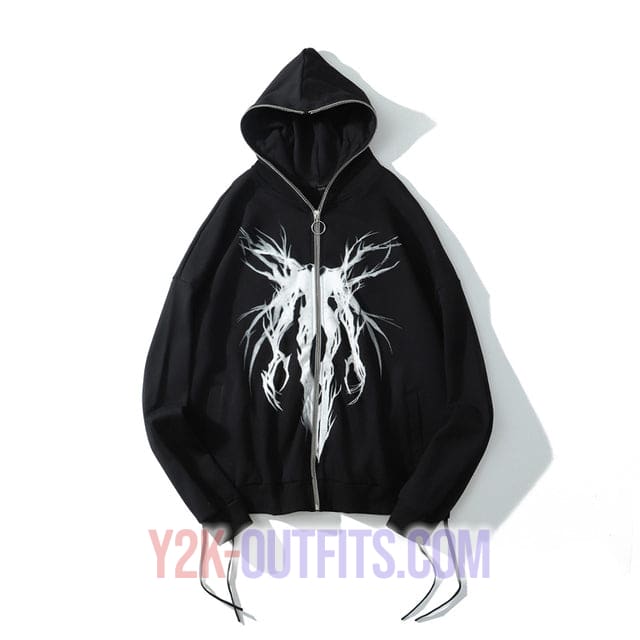 Y2K Full Zip Hoodie | Y2K Outfits Store