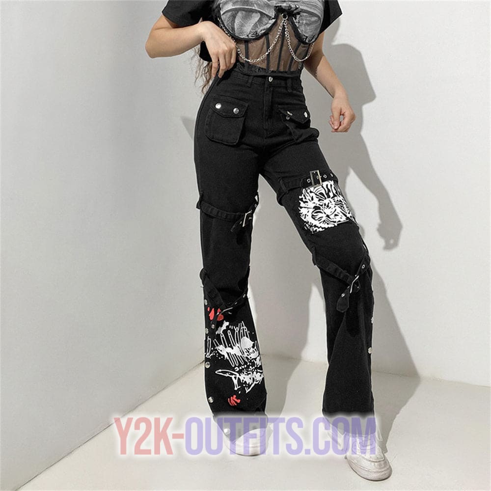 Cyber Y2k Baggy Trousers, Cyber Y2k Clothing Mens