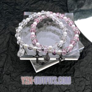 Y2K Cross Pendant Bracelet