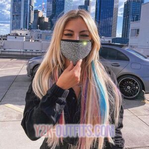 Y2K Shiny Crystal Face Mask