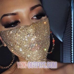 Y2K Rhinestone Face Mask