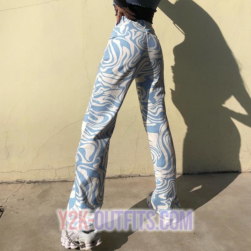 Y2K Blue Zebra Print Pants