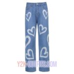 Y2K Heart Denim Jeans