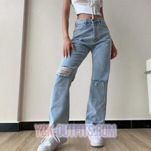 Y2k Ripped Boyfriend Jeans