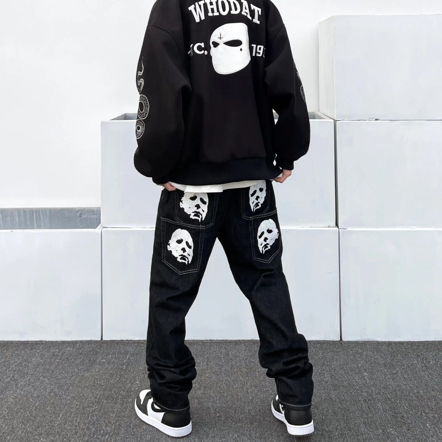 Y2K Mask Print Jeans | Y2K Outfits