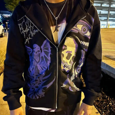 Y2K Mens Rhinestone Hoodie