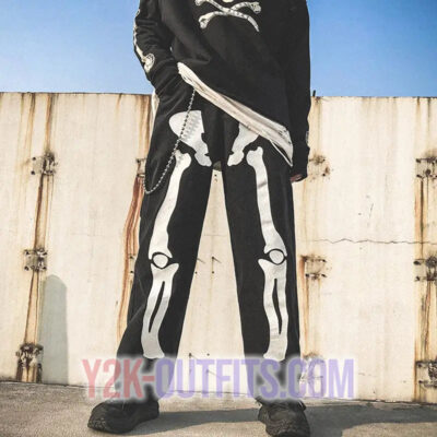 Y2K Mens Skeleton Jeans