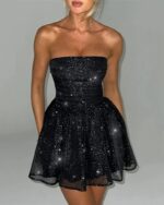 Black Glitter Mini Dress