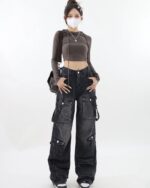 Women Black Cargo Jeans