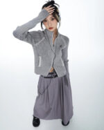 Women Grey Zip Up Cardigan