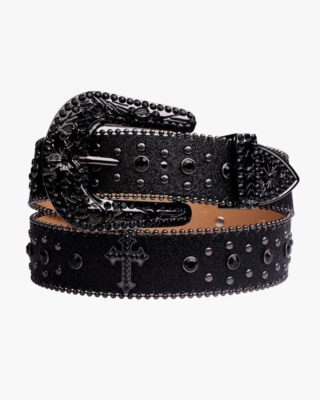 Y2K Black Rhinestone Belt