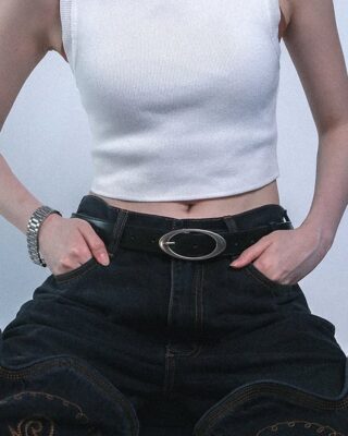 Y2K Oval Buckle Belt